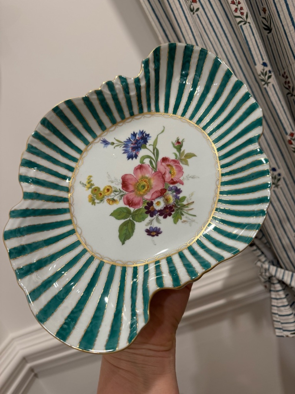 Elios Hand Painted Floral Porcelain Tray- hand-painted tray -bowl 12”